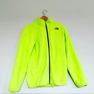 Neon Lime Green North Face Full Zip - boys XL